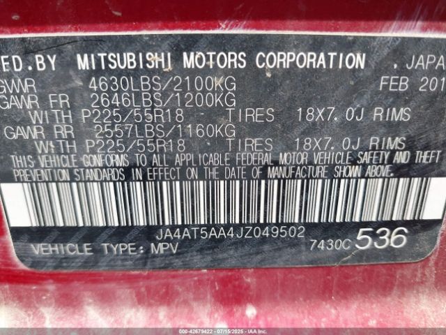 2018 MITSUBISHI ECLIPSE CROSS JA4AT5AA4JZ049502 Photo 8