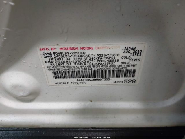 2011 MITSUBISHI OUTLANDER JA4JT3AW3BU007305 Photo 8