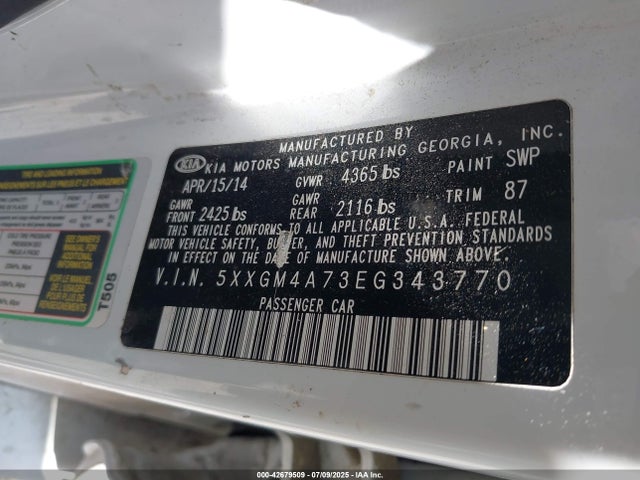 5XXGM4A73EG343770 KIA dohc gdi theta ii