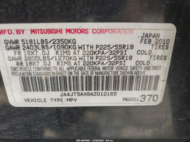 2010 MITSUBISHI OUTLANDER JA4JT5AX8AZ012165 Photo 8