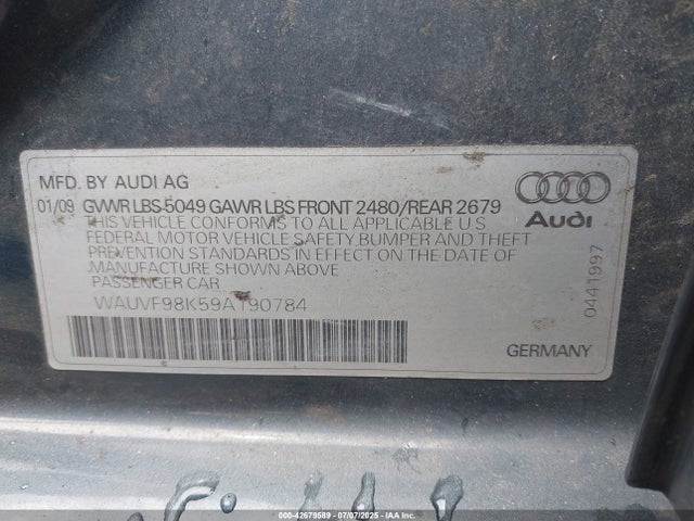 2009 AUDI A4 WAUVF98K59A190784 Photo 8