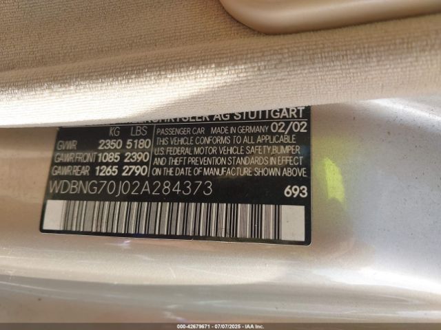 2002 MERCEDES-BENZ S 430 WDBNG70J02A284373 Photo 8