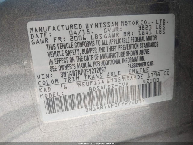 3N1AB7AP0FY272097 Nissan 2015