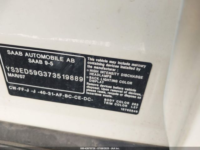 2007 SAAB 9-5 YS3ED59G373519889 Photo 8