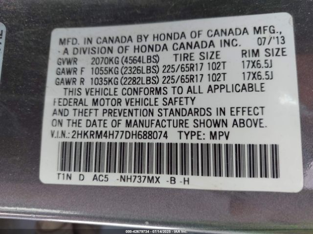 2013 HONDA CR-V 2HKRM4H77DH688074 Photo 8