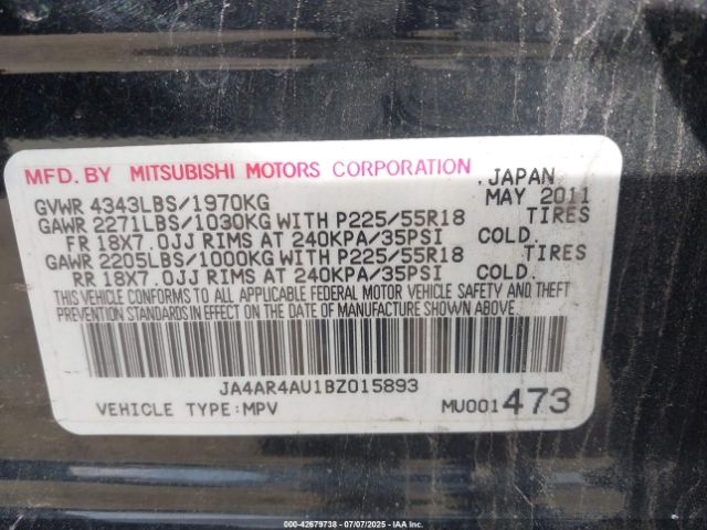 2011 MITSUBISHI OUTLANDER SPORT JA4AR4AU1BZ015893 Photo 8