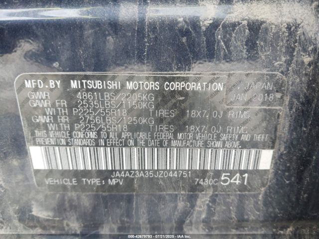 2018 MITSUBISHI OUTLANDER JA4AZ3A35JZ044751 Photo 8