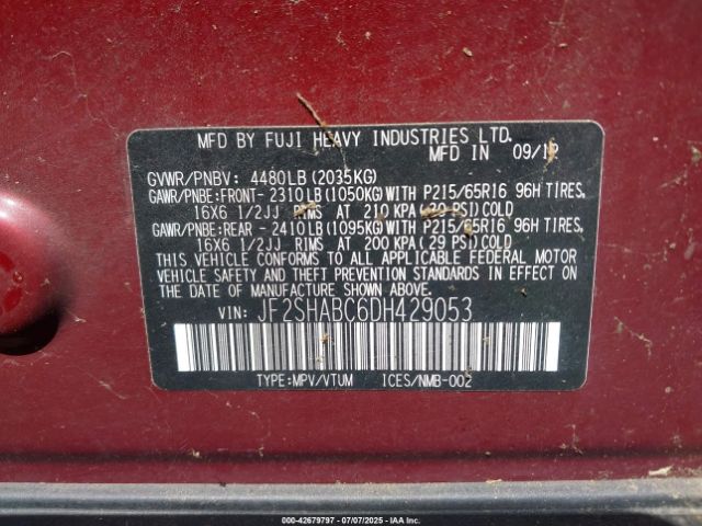2013 SUBARU FORESTER JF2SHABC6DH429053 Photo 8