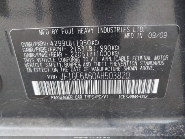 2010 SUBARU IMPREZA JF1GE6A60AH503820 Photo 8