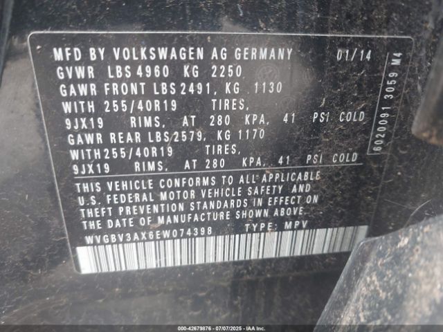 2014 VOLKSWAGEN TIGUAN WVGBV3AX6EW074398 Photo 8