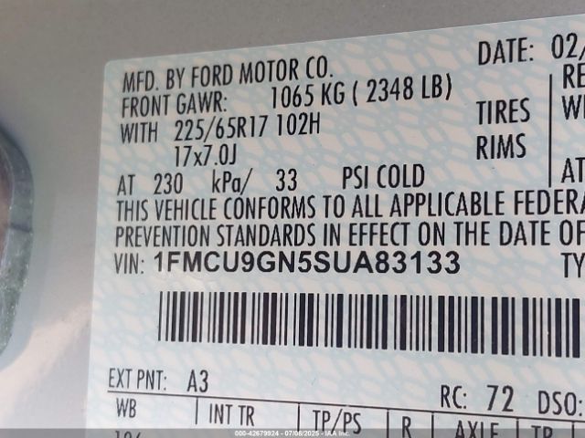 2025 FORD ESCAPE 1FMCU9GN5SUA83133 Photo 8