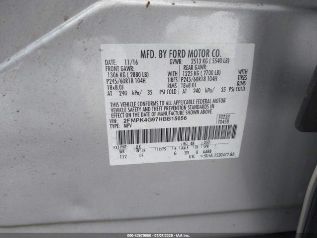 2017 FORD EDGE 2FMPK4G97HBB15656 Photo 8