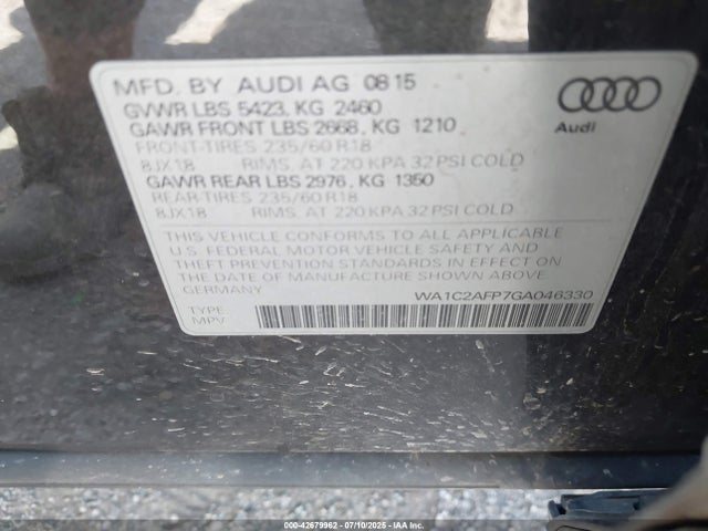 2016 AUDI Q5 WA1C2AFP7GA046330 Photo 8