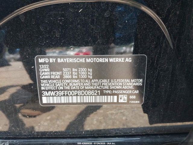 BMW 2023 2023 3MW39FF00P8D08621 Image 9