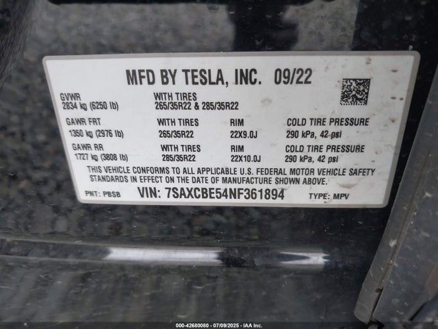 2022 TESLA MODEL X 7SAXCBE54NF361894 Photo 8