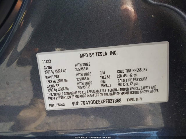 2023 TESLA MODEL Y 7SAYGDEEXPF927368 Photo 8
