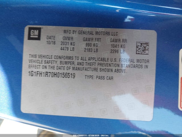 1G1FH1R70H0156519 Chevrolet lt1 - di: direct injection, afm, vvt: variable valve timing, ho: high output, alum