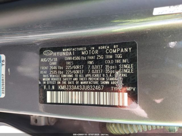 2018 HYUNDAI TUCSON KM8J33A43JU832467 Photo 8