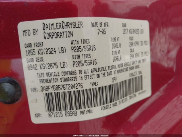 2006 CHRYSLER PT CRUISER 3A8FY68B76T204276 Photo 8