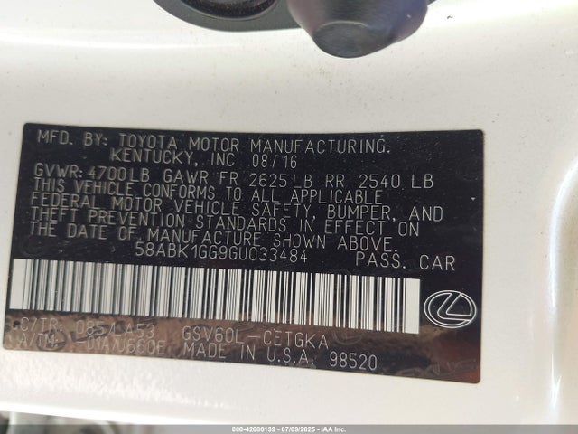 58ABK1GG9GU033484 Lexus 2gr-fe