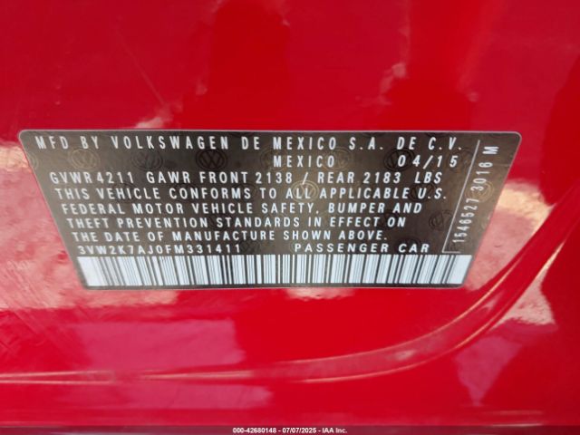 2015 VOLKSWAGEN JETTA 3VW2K7AJ0FM331411 Photo 8