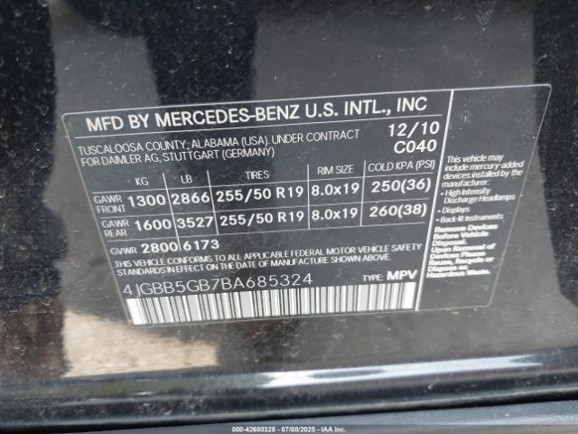 2011 MERCEDES-BENZ ML 350 4JGBB5GB7BA685324 Photo 8