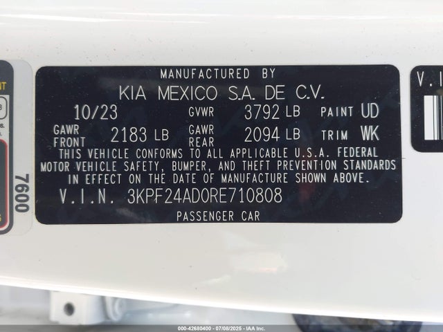 3KPF24AD0RE710808 KIA mpi nu