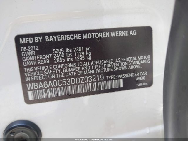 2013 BMW 640I GRAN COUPE WBA6A0C53DDZ03219 Photo 8