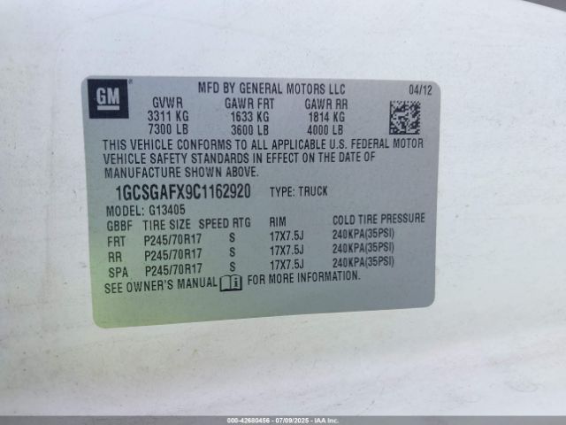 2012 CHEVROLET EXPRESS 1500 1GCSGAFX9C1162920 Photo 8