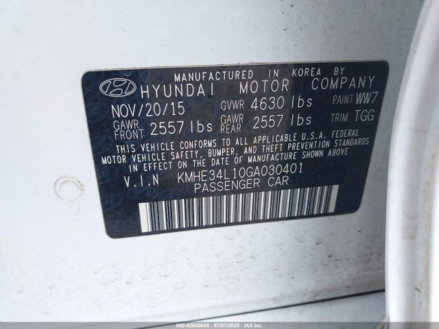 KMHE34L10GA030401 Hyundai Sonata Hybrid Limited