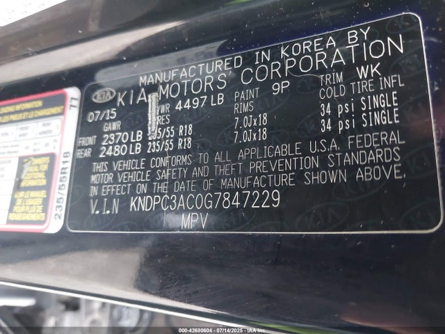 KIA dohc gdi theta ii 2016 KNDPC3AC0G7847229 Image 9
