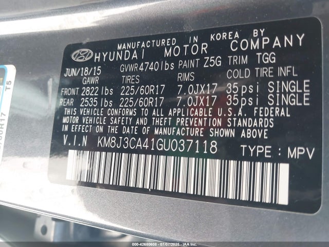 Hyundai 2016 2016 KM8J3CA41GU037118 Image 9