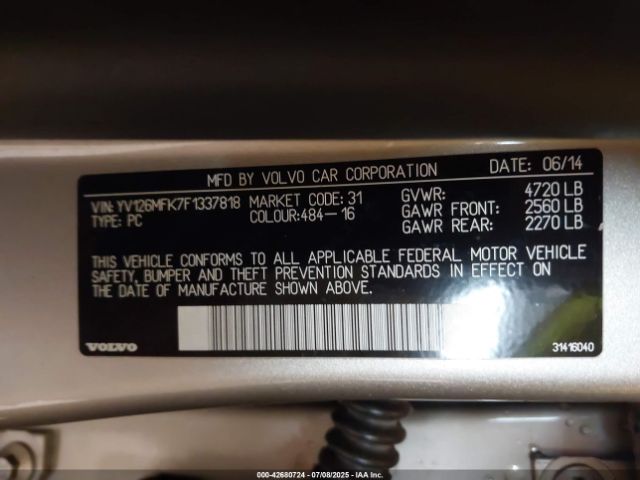 2015 VOLVO S60 YV126MFK7F1337818 Photo 8