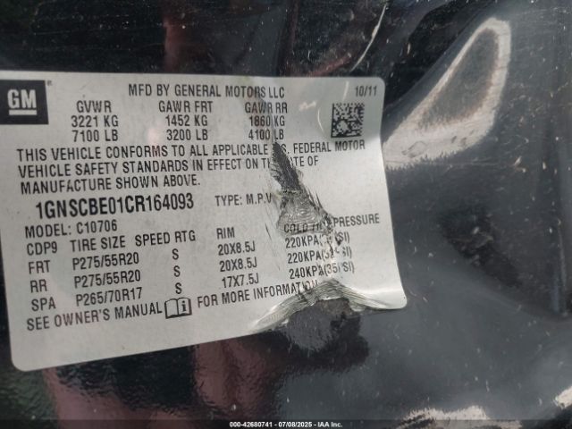 2012 CHEVROLET TAHOE 1GNSCBE01CR164093 Photo 8