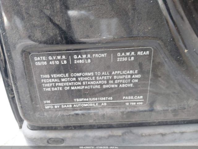 2006 SAAB 9-3 YS3FH41U561136745 Photo 8