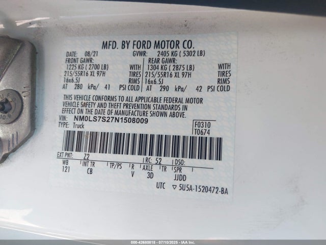 Ford gdi 2022 NM0LS7S27N1508009 Image 9