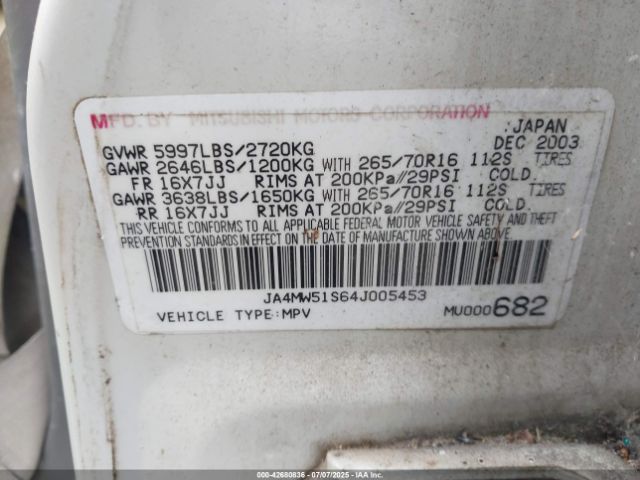 2004 MITSUBISHI MONTERO JA4MW51S64J005453 Photo 8