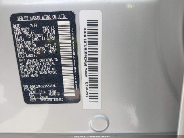 JN8AZ2NF1E9554836 Infiniti QX80