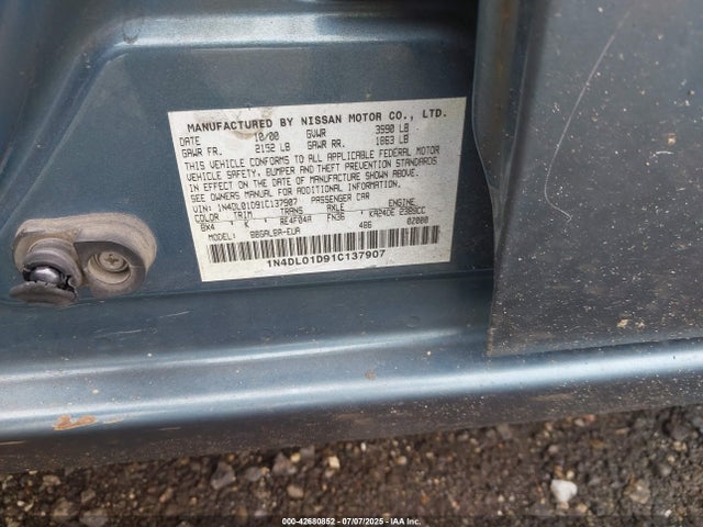 2001 NISSAN ALTIMA 1N4DL01D91C137907 Photo 8