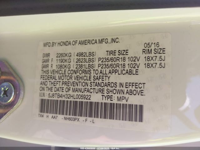 2017 ACURA RDX 5J8TB4H32HL005922 Photo 8