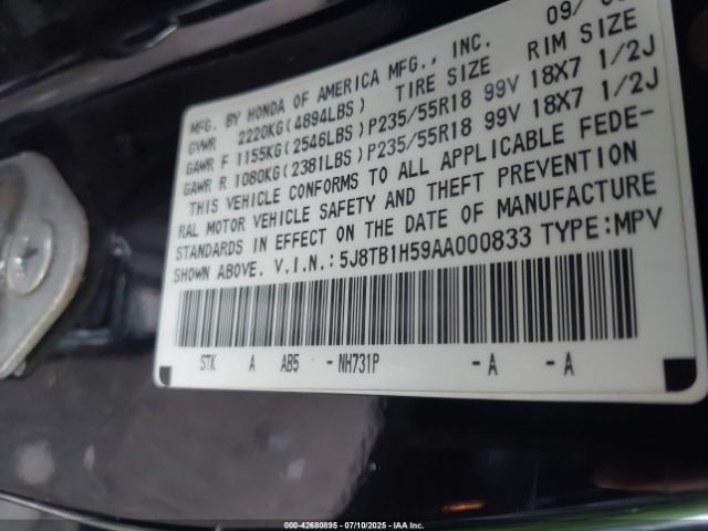 2010 ACURA RDX 5J8TB1H59AA000833 Photo 8