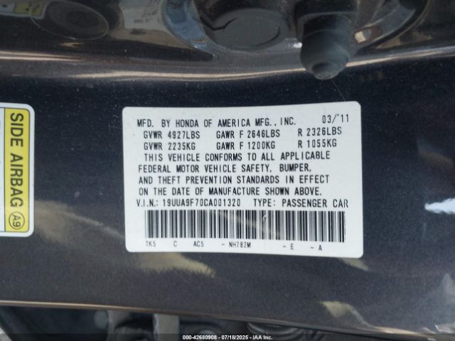 2012 ACURA TL 19UUA9F70CA001320 Photo 8