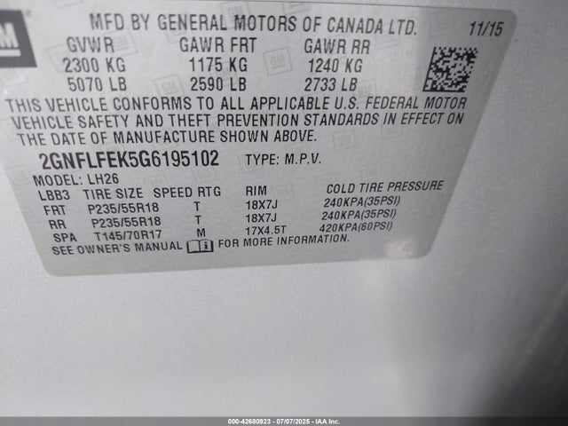 2016 CHEVROLET EQUINOX 2GNFLFEK5G6195102 Photo 8