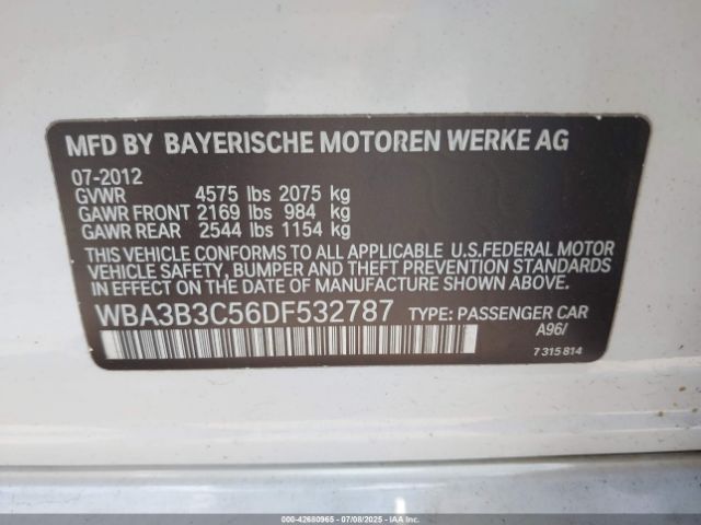 2013 BMW 328I WBA3B3C56DF532787 Photo 8
