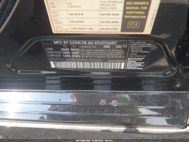 2011 MERCEDES-BENZ S 550 WDDNG8GB4BA406888 Photo 8