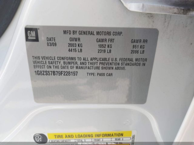 2009 SATURN AURA 1G8ZS57B79F228197 Photo 8