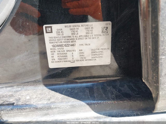 1GCVKNEC1GZ214467 Chevrolet l83 - sidi, vvt, afm, e85 max, aluminum