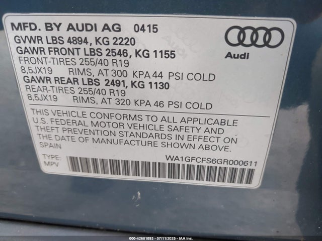 2016 AUDI Q3 WA1GFCFS6GR000611 Photo 8