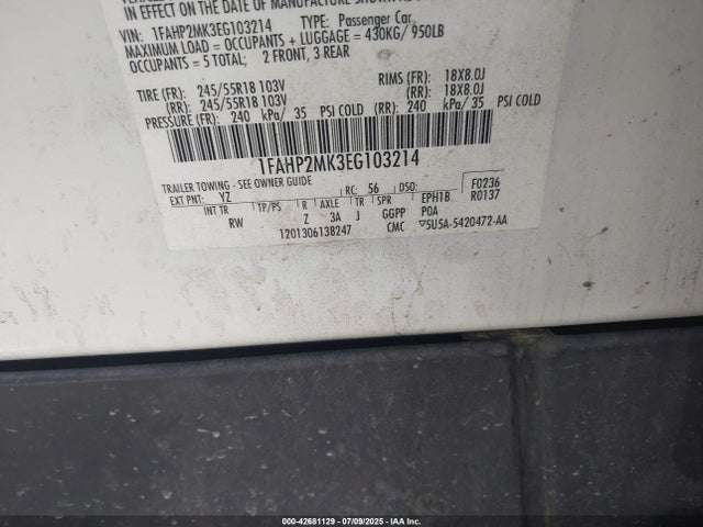 1FAHP2MK3EG103214 Ford Taurus