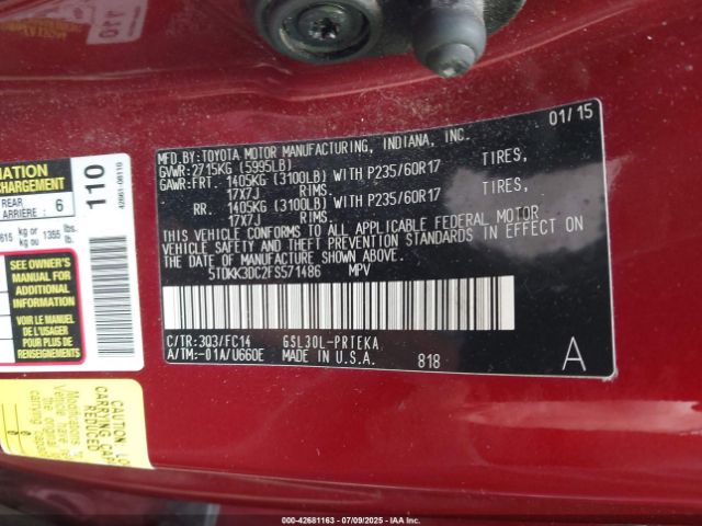 2015 TOYOTA SIENNA 5TDKK3DC2FS571486 Photo 8